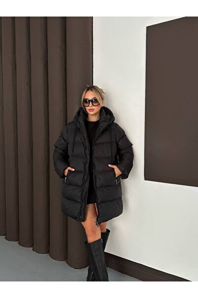 D'RECCY Women's Knee-Length K Hooded Inflatable Coat