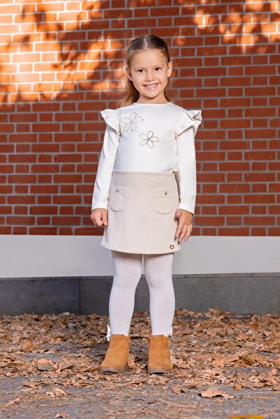 Miny Center Μακρυμάνικο μπλουζάκι για κορίτσια με κέντημα με λουλούδια MNT25K215