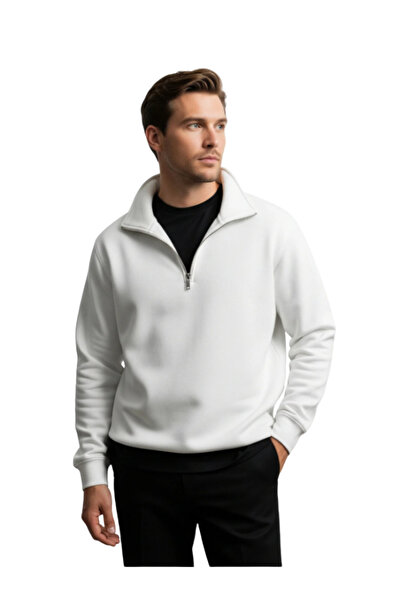 MOONBULL Unisex Dik Yaka Yarım Fermuarlı Fit 3 İplik Sweatshirt