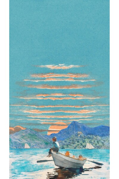 SAB Design Vintage Seaview Painting Deniz Manzarası Boyama Temalı 50x70cm Ahşap Poster:150