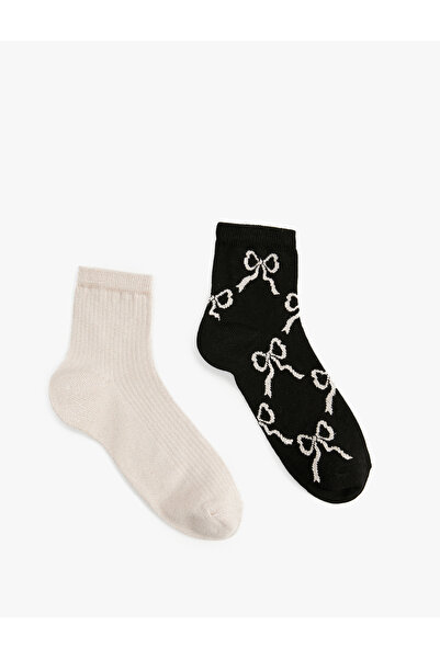 Koton Fiyonk Baskılı Pamuklu 2'li Soket Çorap Seti