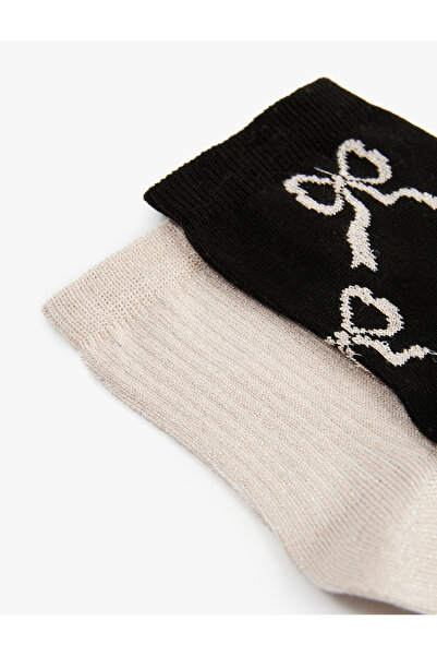 Koton Fiyonk Baskılı Pamuklu 2'li Soket Çorap Seti