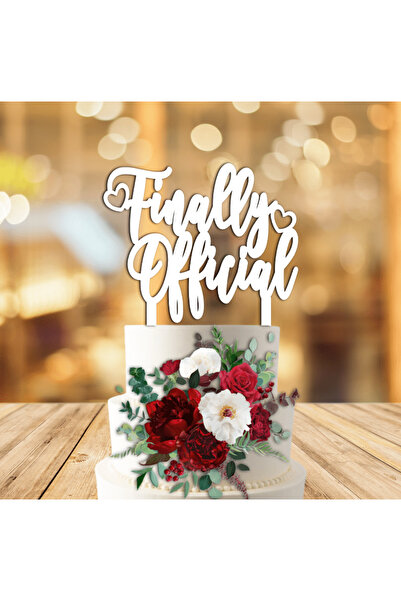 Bloom Atelier Cake Topper Nunta, Finally Official, Plexiglas Alb