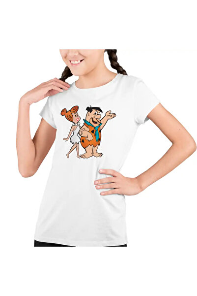 OEM Tricou Copii Fete Familia Flintstone Fred Wilma Plimbare Valentines Drago...