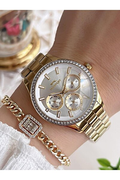 Slazenger New Season Elite Model 50 Mt Water Resistant Bracelet Women's Wristwatch with Gift Vs.Blkt.0625