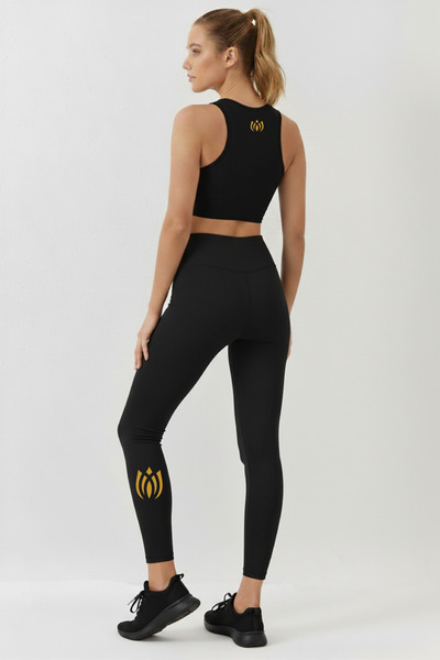 TWINTICKS Black Women's Yoga Pilates Set – 100% Polyamide Fabric Flame Patter...