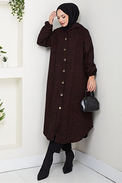 Bestenur Dilra Hooded Cashmere Cap 1632 - Burgundy