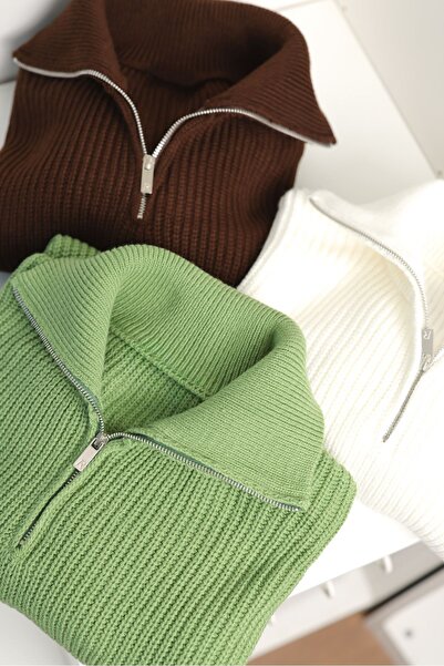 no7man Dreson Black Collar Zippered Sweater