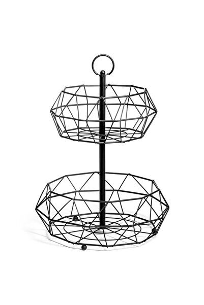 Other Koszyk na owoce metalowy czarny 2-poziomowy