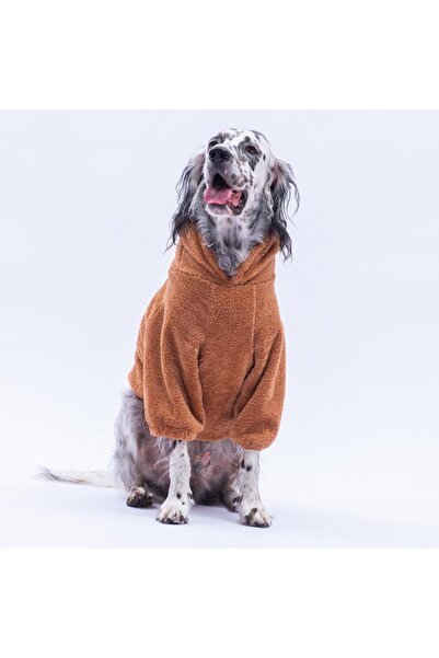 Pawstar Kahverengi Lucca Teddy Hoodie Ayı Kulaklı Peluş Orta Büyük Irklar Köpek Kıyafeti Köpek Sweati