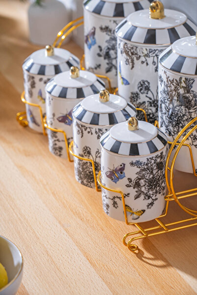 ACAR Misha 7 Piece Porcelain Spice Rack Set with Stand