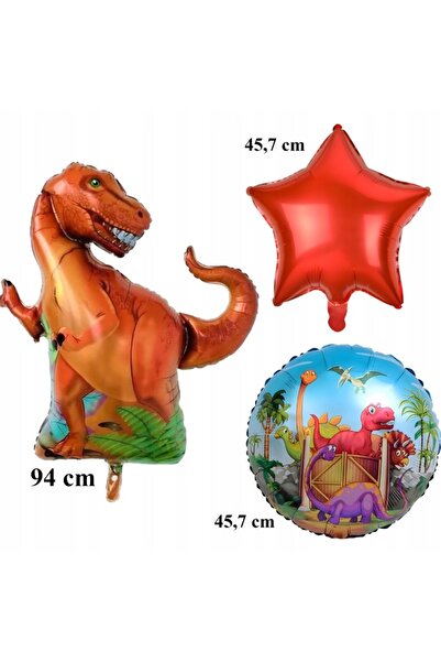 zola Σετ 5 μπαλονιών με δεινόσαυρους, Zola, T-Rex, διαφορετικά μεγέθη, κόκκινο