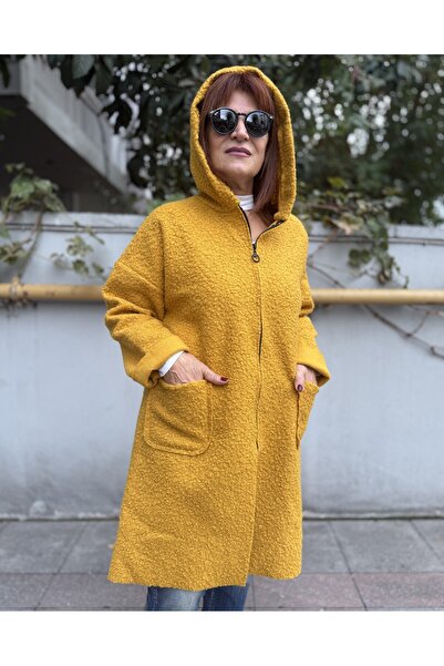 DenizEge Italian Midi Length Felt Coat Mustard