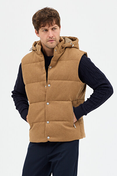 ABOUT US Вълнена смес с качулка, редовна кройка, жилетка #4600