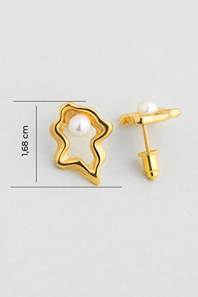 So CHIC... Camila 18 Ayar Sarı Altın Kaplama Gümüş İnci Küpe