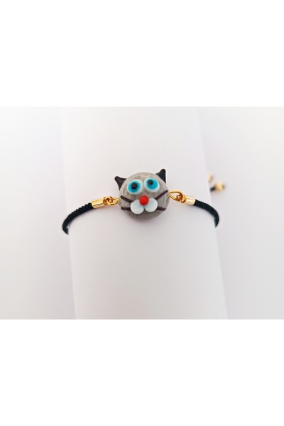 ADAMODART Cute Cat Murano Glass Beaded Bracelet