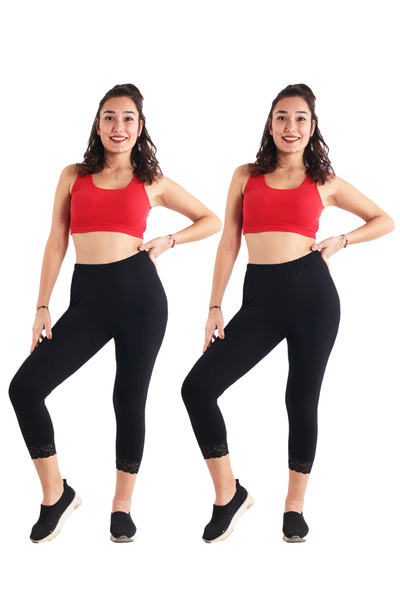 ASN concept Women's Lace Black Capri 2-Pack (with Plus Size Option)