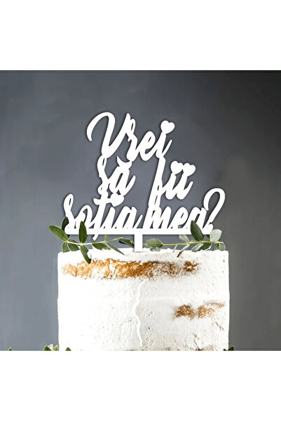 Bloom Atelier Cake Topper Tort, Vrei sa fii sotia mea?, Plexiglas Alb