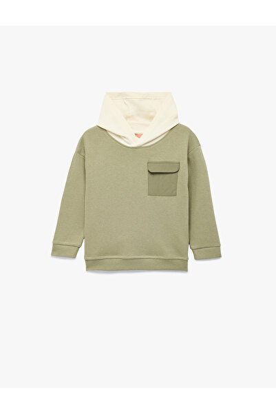 Koton سترة رياضية بقلنسوة من القطن بأكمام طويلة وياقة دائرية