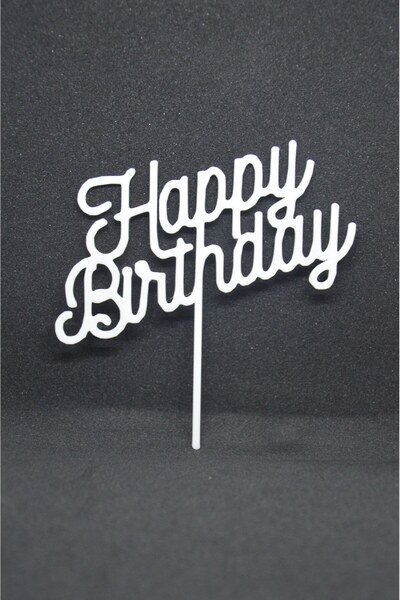 SHAPEMINT زينة كعكة عيد ميلاد سعيد باللون الأبيض