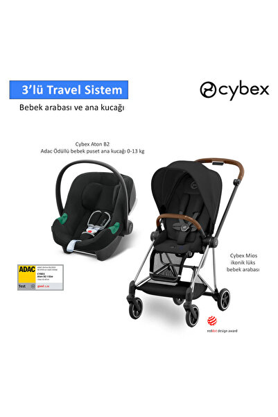 Cybex 3 lü travel sistem Mios Chrome Brown + Aton B2 isize + Mios Adaptör