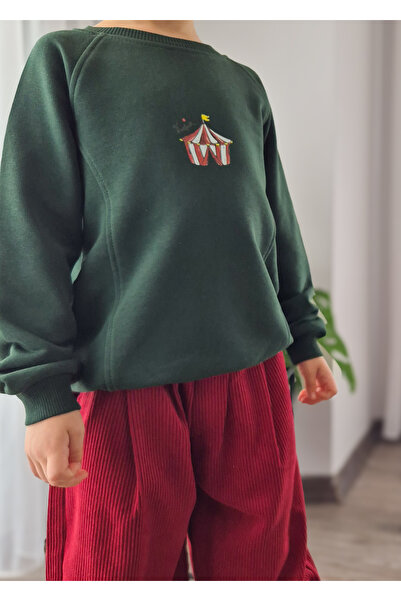 BALKABAĞI سويت شيرت باللون الكاكي مع تفاصيل خياطة أمامية (2-9 سنوات)