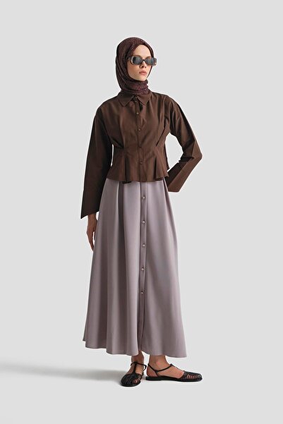 Armine TREND Button Detail Flawed Skirt 25Yt113 Gray