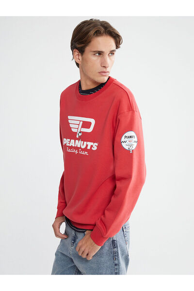 LC Waikiki Mg Trenden Red Crew Neck Snoopy Printed Men's Sweatshirt