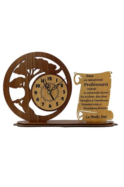 OEM Decorative Wooden Bonsai Clock for Teacher "The Most Appreciated" - 30x20 cm, Personalized Gift