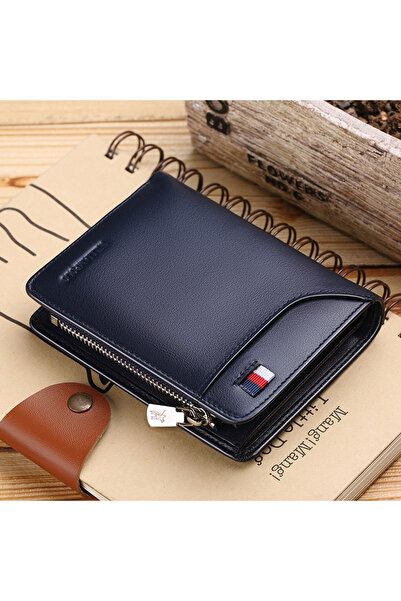 William Polo محفظة رجالية من الجلد الناعم بتصميم عمودي قصير من الطبقة العلوية من جلد البقر