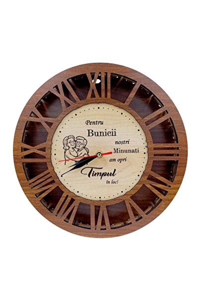 OEM Wall clock, personalized gift with message for Grandparents, 40 cm, walnut