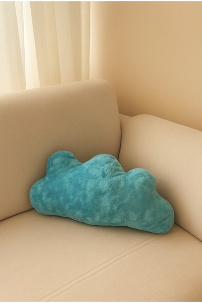 Mersii Mavi Peluş Bulut Yastık, Hediye Yastık, Dekor Yastık