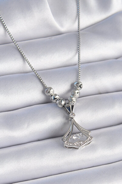 Skygo 316L Steel Chain Silver Color Gingko Leaf Model Zircon Stone Detail Women's Necklace - Tj-Bko9351