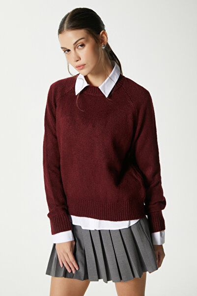 Ritnice Mushy Burgundy Basic Knit Sweater