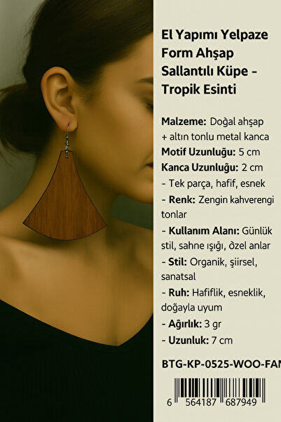 bitangosu Fan-Shaped Wooden Dangle Earrings – Tropical Breeze