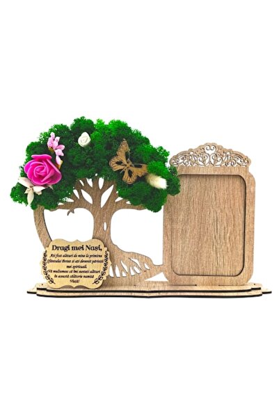 OEM Ramă foto decorativă cu copacul Vieții, licheni și mesaj pentru Nași, per...