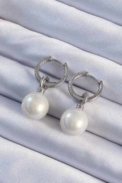 Skygo Brass Silver Color Zircon Stone Plated Pearl Design Women's Earrings - Tj-Bkp9476