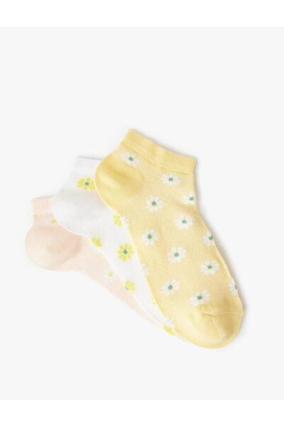 Koton Women's Daisy Patterned 3-Piece Booties Socks Set (Aw 25)