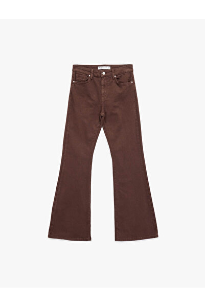 Koton Темно-коричневі жіночі штани Flare 6Wal40007Mw