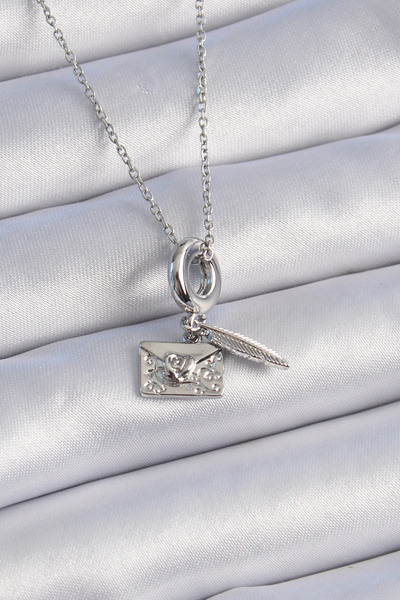 Skygo 316L Steel Silver Color Heart Detail Letter Figure Charm Model Women's Necklace - Tj-Bko9313
