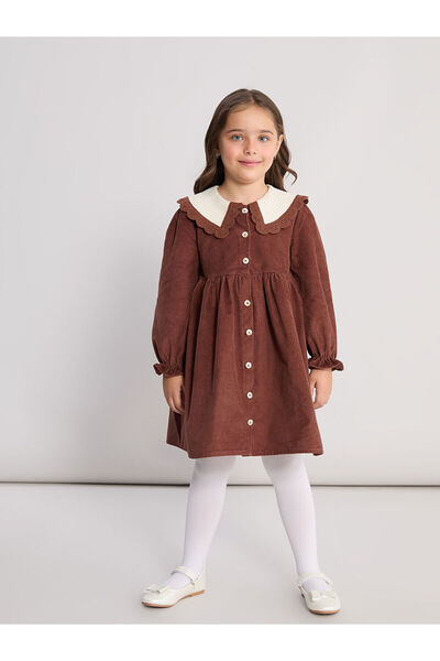 LC Waikiki artı yeni sezon Bebe Yaka Kız Çocuk Kadife Elbise
