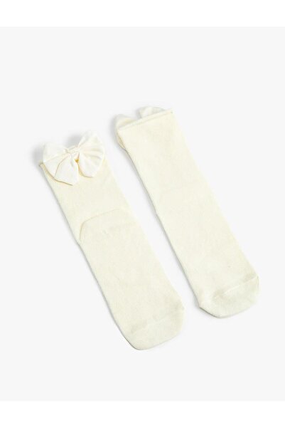 Koton Girl's Cotton Bow Socks (Aw 25)