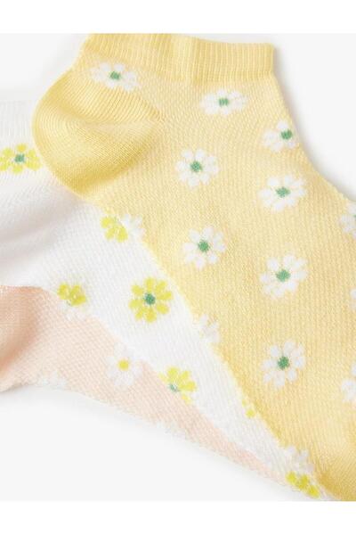Koton Women's Daisy Patterned 3-Piece Booties Socks Set (Aw 25)