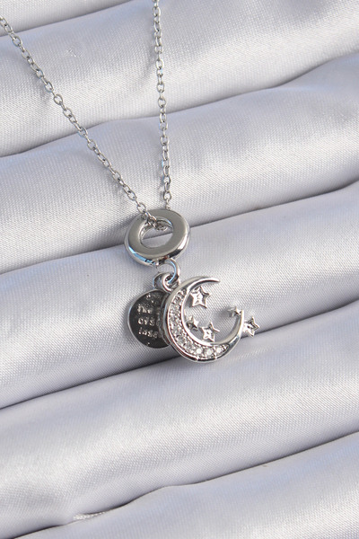 Skygo 316L الصلب الفضة اللون الزركون حجر القمر ستار الشكل سحر نموذج قلادة الم...