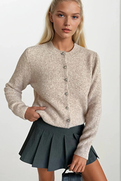 vuvutasarım Νέα σεζόν Καθημερινή Φορέστε Κουμπιά Λεπτομερής Υφή Γυναικεία Πλεκτά Ζακέτα 52121007