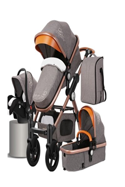 L-Sun Carucior multifunctional 3 in 1, Modul scoica inclus, Maner telescopic, Parasolar cu piele