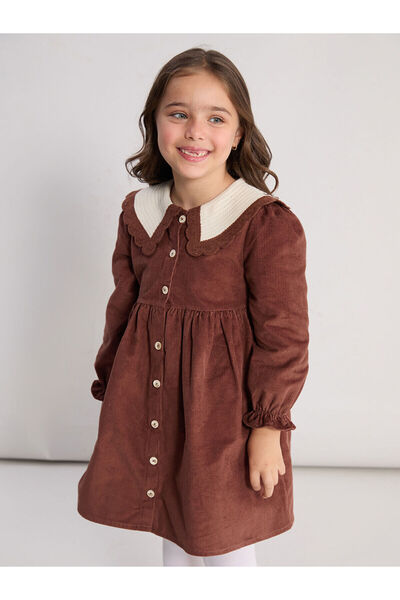 LC Waikiki artı yeni sezon Bebe Yaka Kız Çocuk Kadife Elbise
