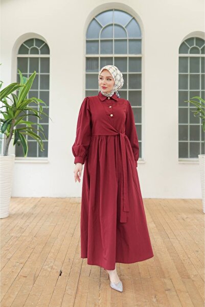 HEDEF DAİSY Women's Clothing Tie-Up Detailed Buttoned Long Dress