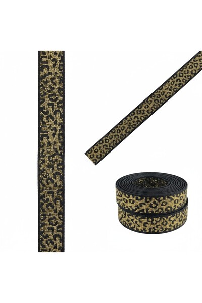KumaşEvi شريط لامع معدني بنمط الفهد - حزام زخرفي، حقيبة، أحذية وإكسسوارات هوا...