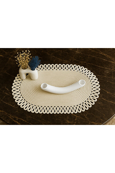 odiyo Natural Jute, Patterned, Cream-Colored Wicker, American Style, Table, C...